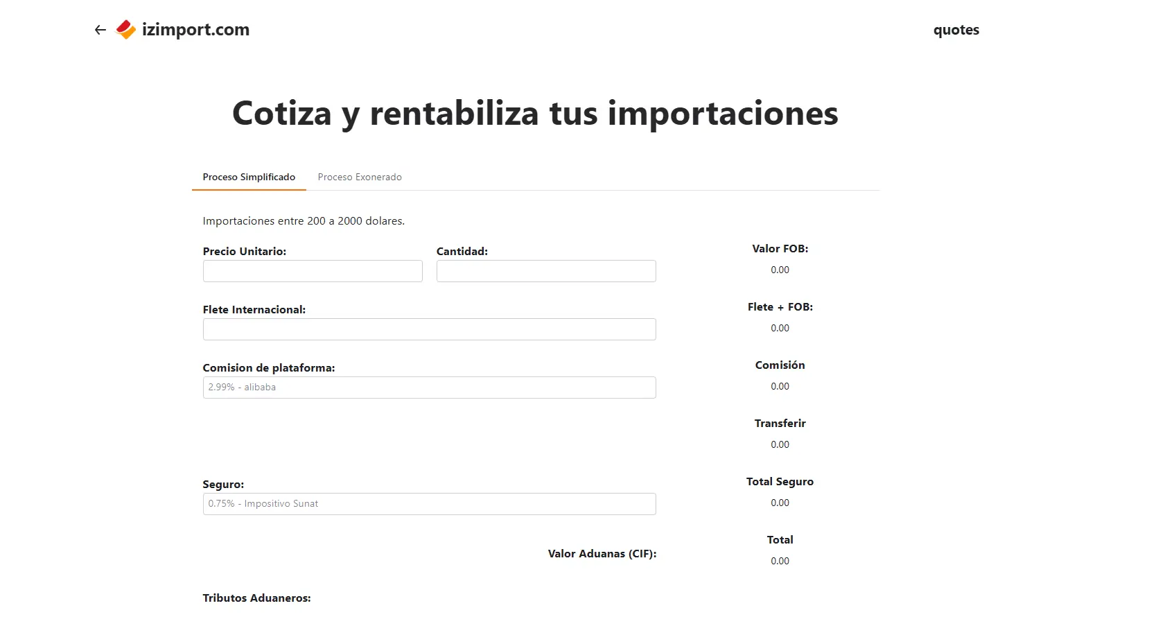 quotes.izimport.com